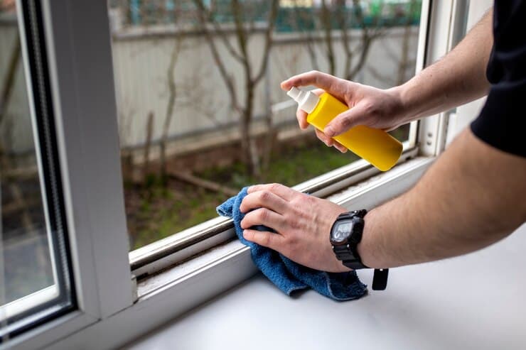 Limpieza de riel de ventana de aluminio